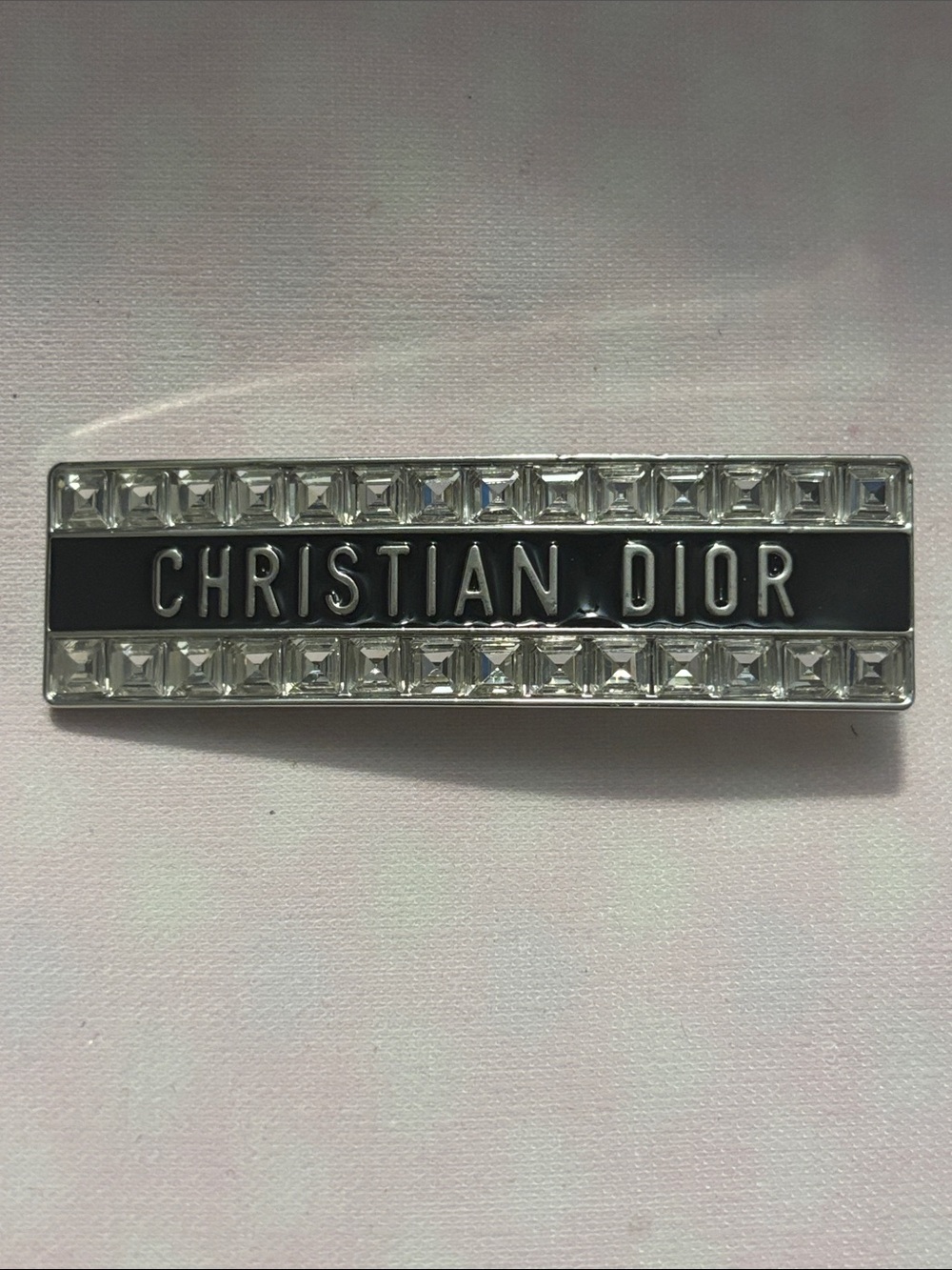 Dior Black and Silver Logo Hair Barrette